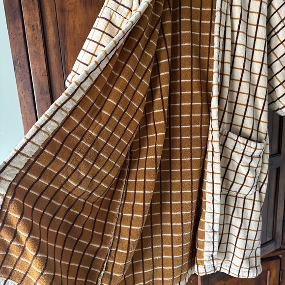 Vintage Heavyweight Terry Check Kimono Robe One Size - Picture 6 of 7